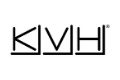 A black and white logo for a company called kvh.