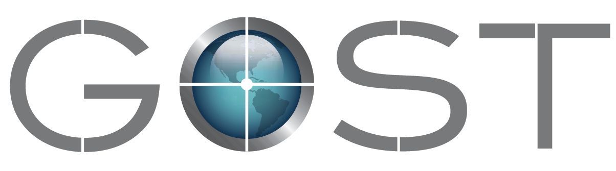 A logo for a company called gost with a target in the middle.