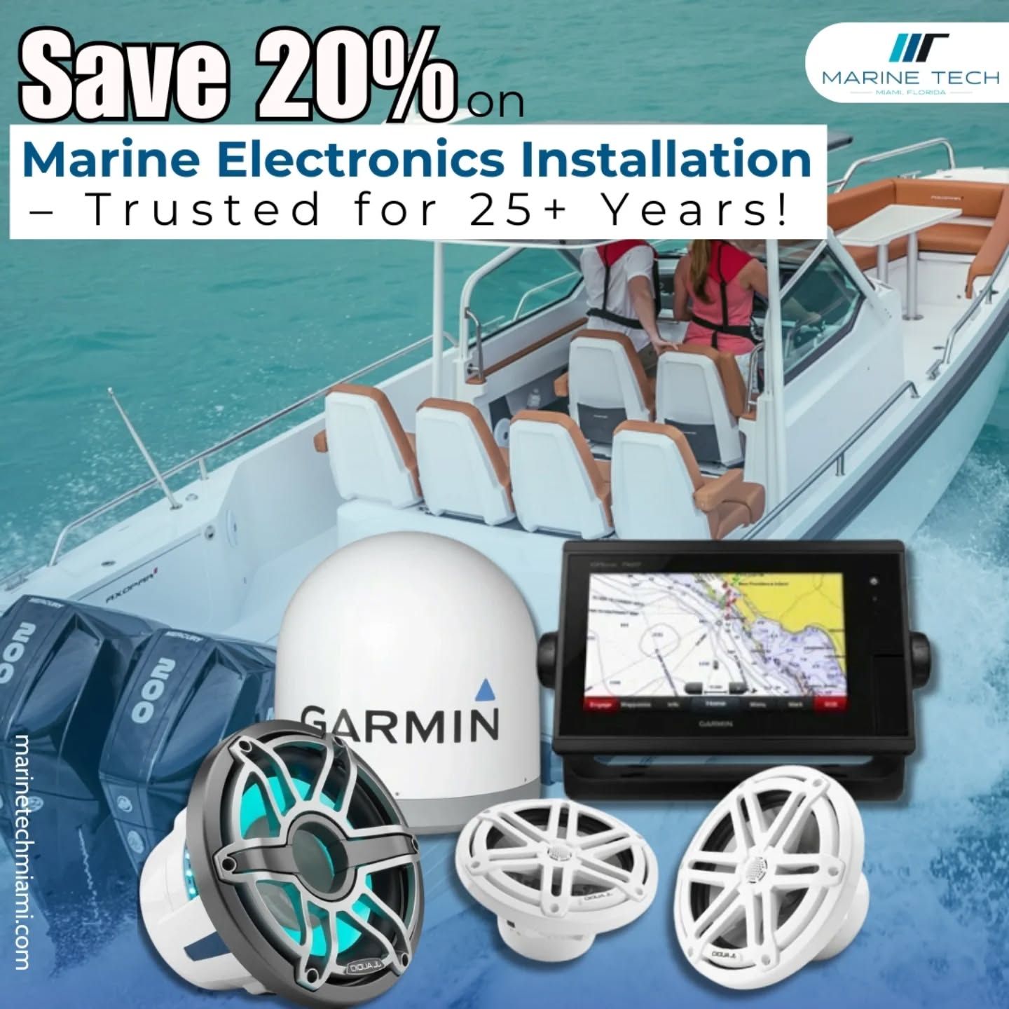 Marine electronics installation in a boat