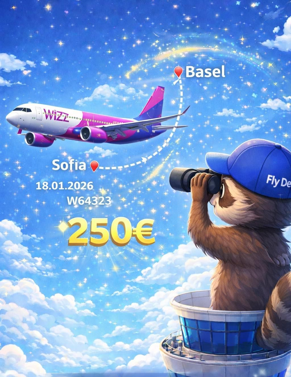 магически ракун който помага с обезщетения за закъснял полет