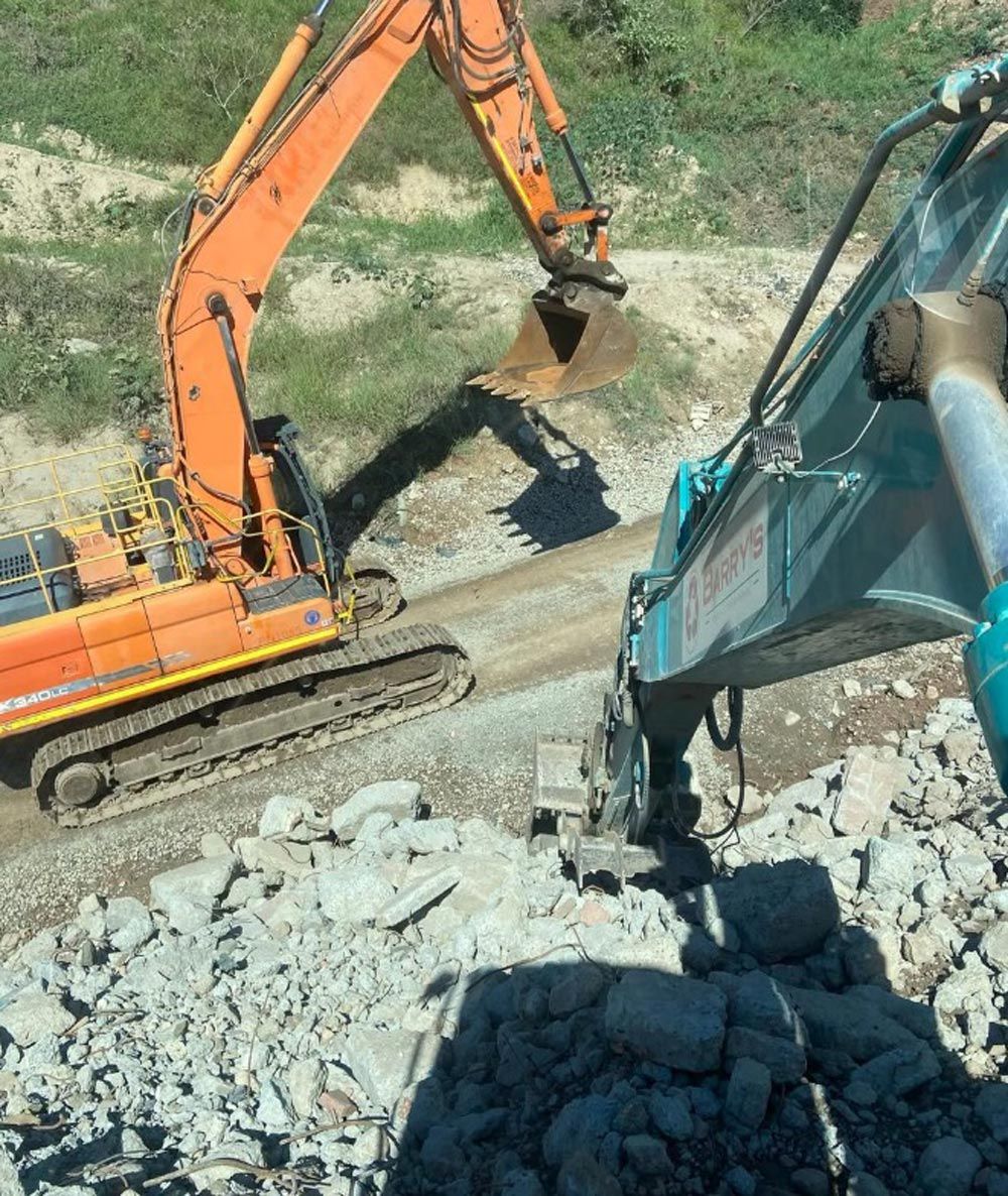 Excavators On Site For Recycled Concrete