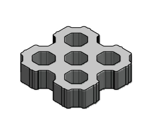 Um desenho de um bloco de concreto com furos em um fundo branco.