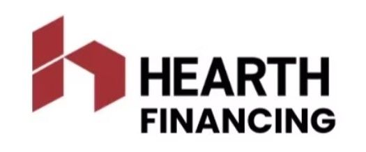 A logo for hearth financing with a red arrow