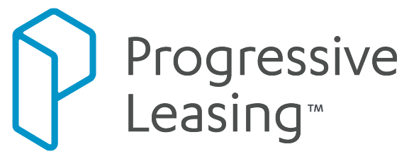 the logo for progressive leasing is blue and white and says progressive leasing .
