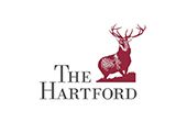 The Hartford logo featuring a maroon stag standing on a base, and the company's name in black text.