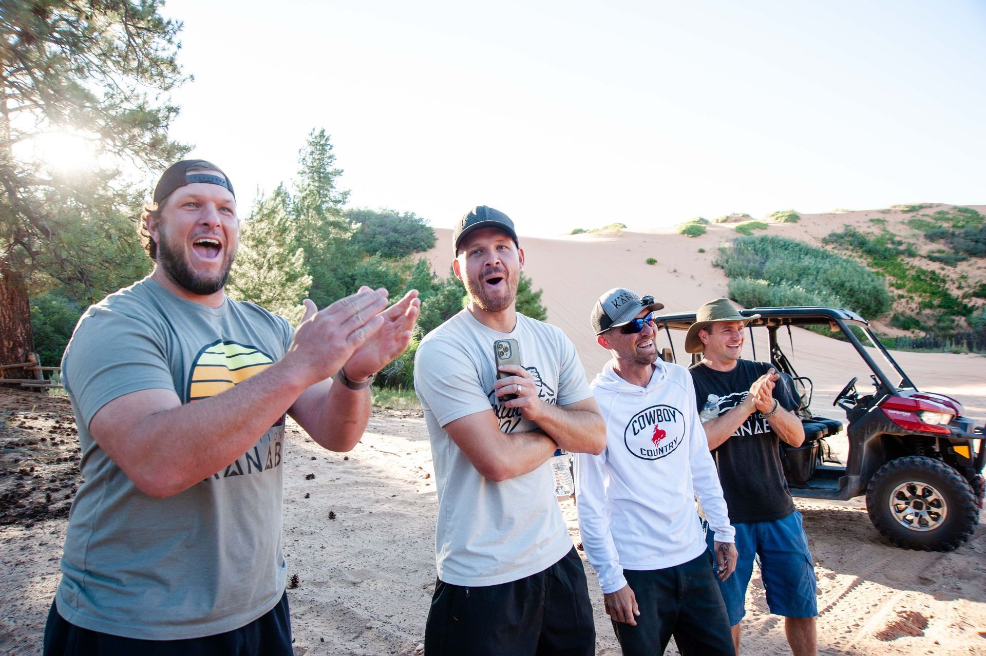 A group of people laughing and smiling