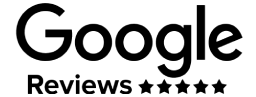 A black and white google reviews logo on a white background.