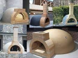 Collage of Outdoor Wood-fired Pizza Ovens in Various Stages of Construction and Styles — Hunter Valley Bricks & Pavers in Scone, NSW