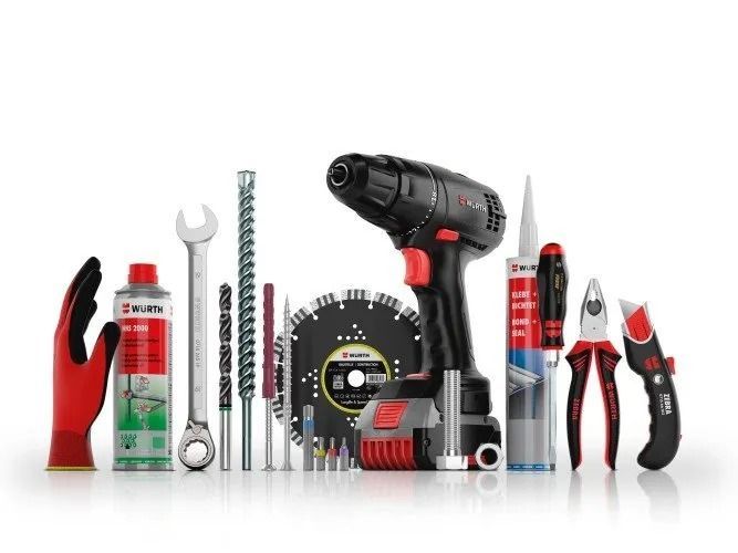 Assortment of Red and Black Wurth Brand Tools — Hunter Valley Bricks & Pavers in Scone, NSW