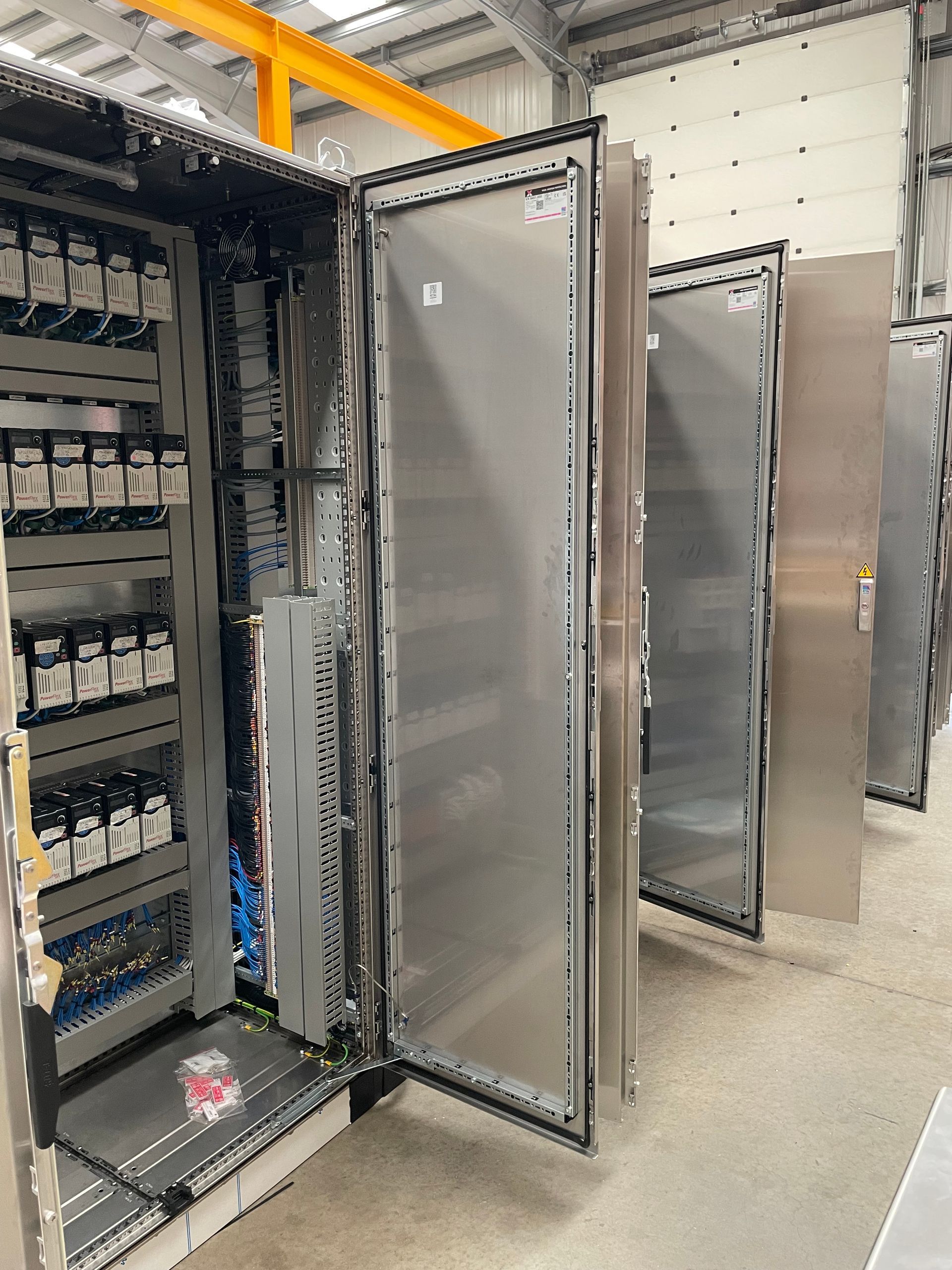 RITTAL stainless steel cabinets for the food industry, housing Allen Bradley variable speed drives