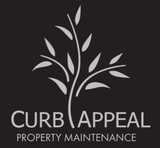 A black and white logo for curb appeal property maintenance