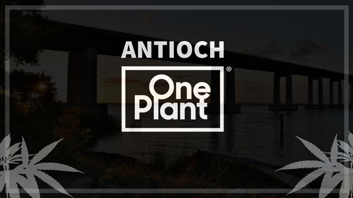 A logo for antioch one plant with a bridge in the background
