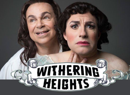 Logo for Withering Heights play showing 2 men in costume