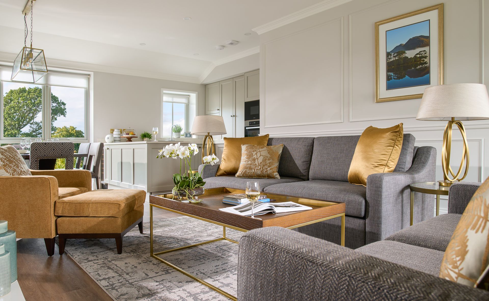 A living room filled with furniture and a coffee table.