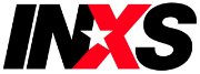 The inxs logo is black and red with a star in the middle.