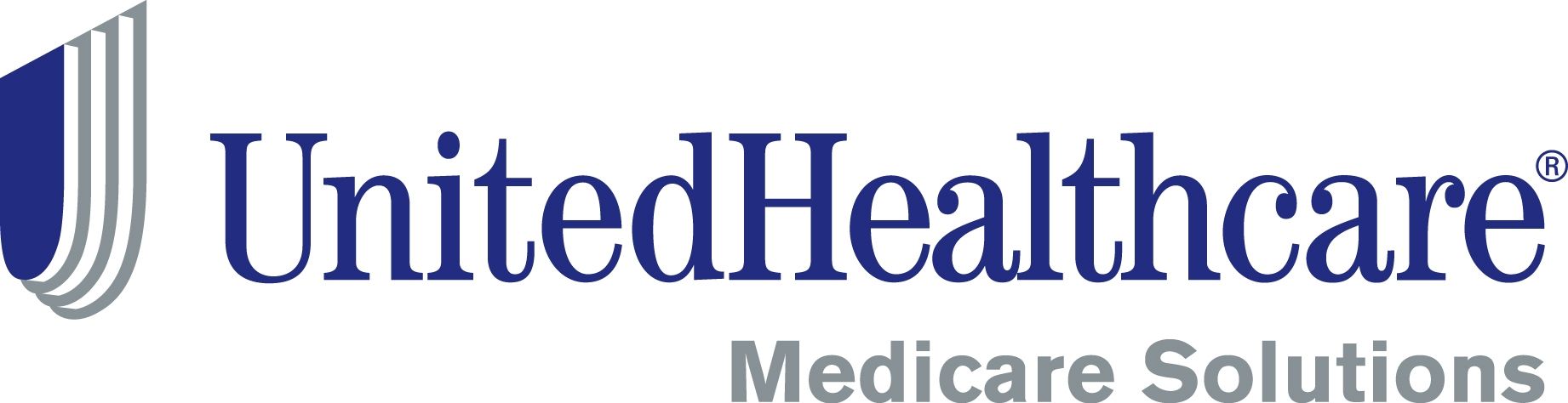 UnitedHealthcare Medicare Solutions logo. Text is dark blue; logo is blue and gray.