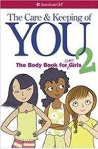 Book cover for The Care & Keeping of You 2, featuring three illustrated figures smiling against a white background.