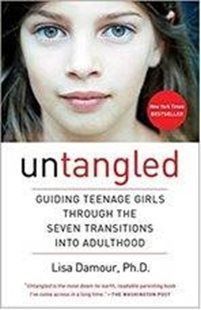 Book cover of Untangled by Lisa Damour, Ph.D., showing a face against a white background with 