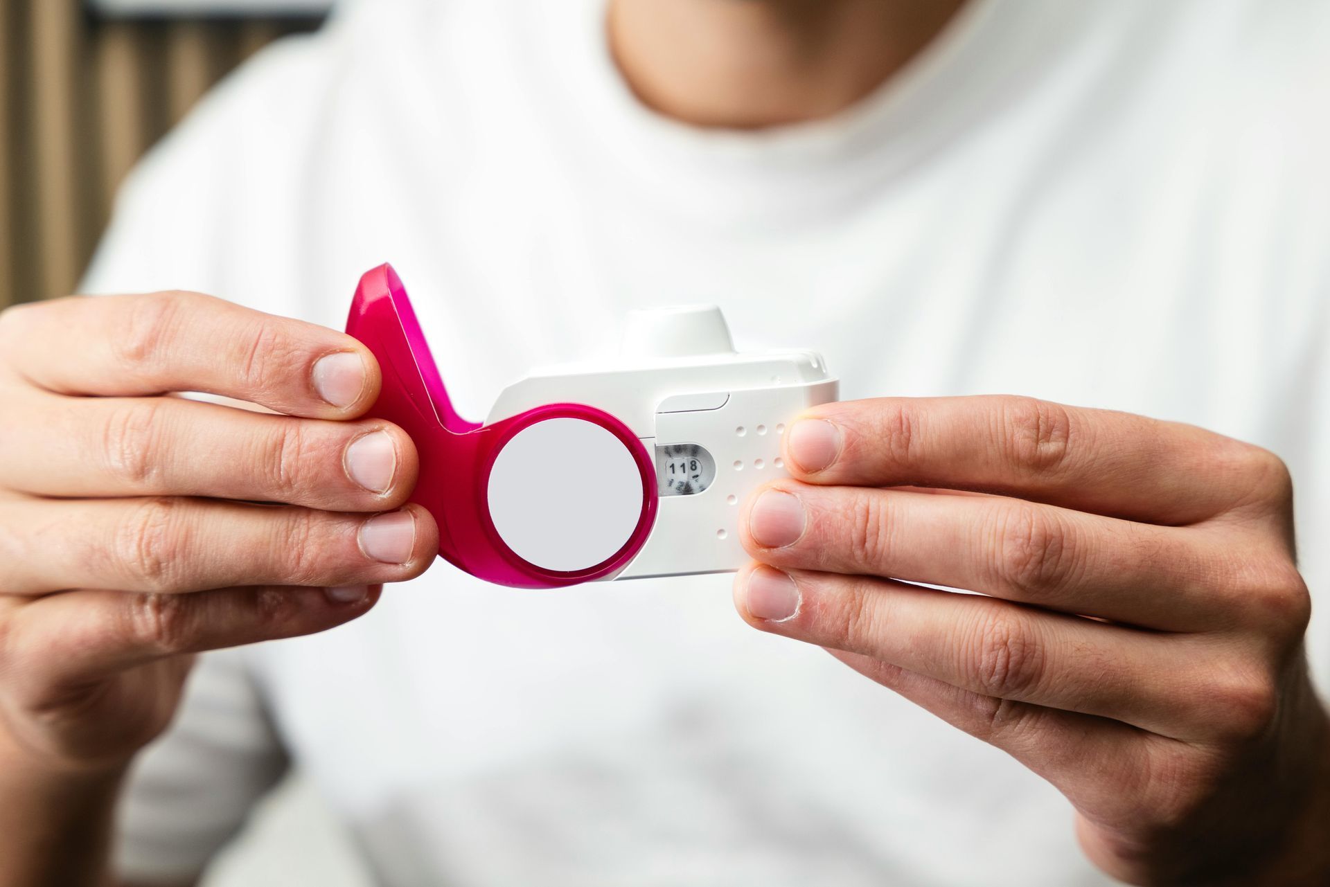adult using inhaler 