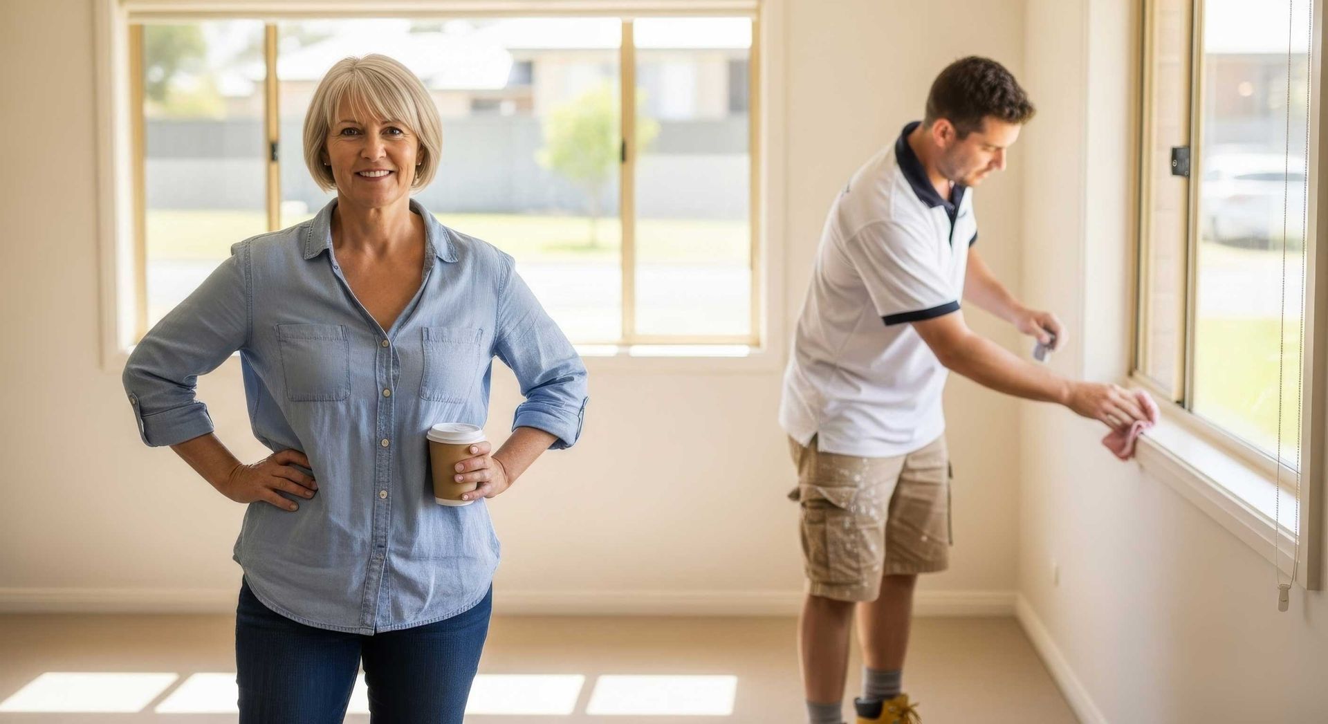 Smiling Rockhampton Customer After Painting Service By Glide Painters
