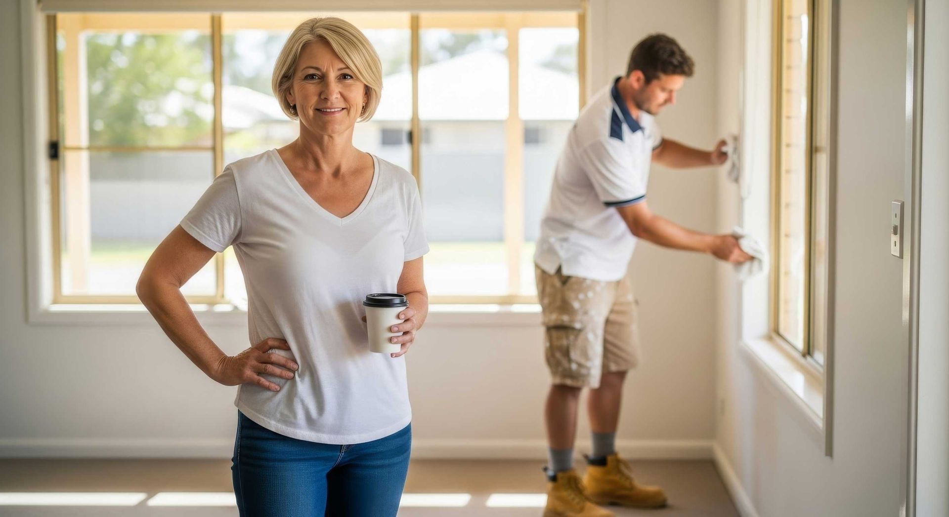 Happy Rockhampton Client During Water-Damaged Wall Repair