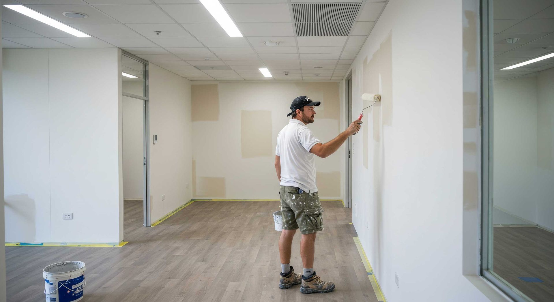 Office Painter Preparing Meeting Room in Rockhampton