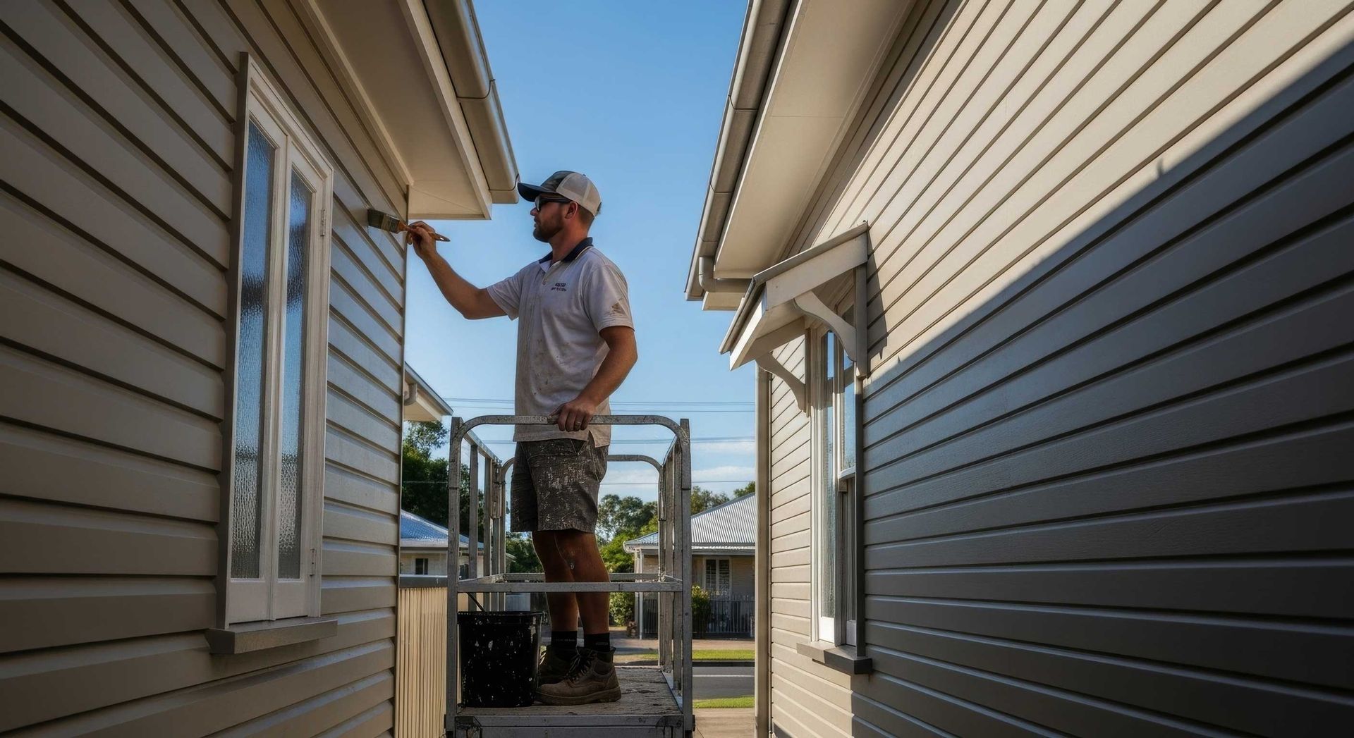 Exterior Painting of a Two-Storey House Underway in Rockhampton