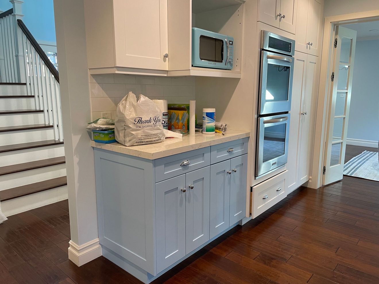 finished paint job of kitchen cabinets