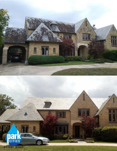 A picture of a house before and after being cleaned by park cities