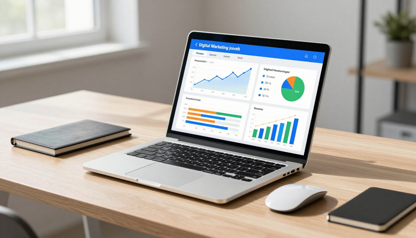 Small business owner analyzing digital marketing results.