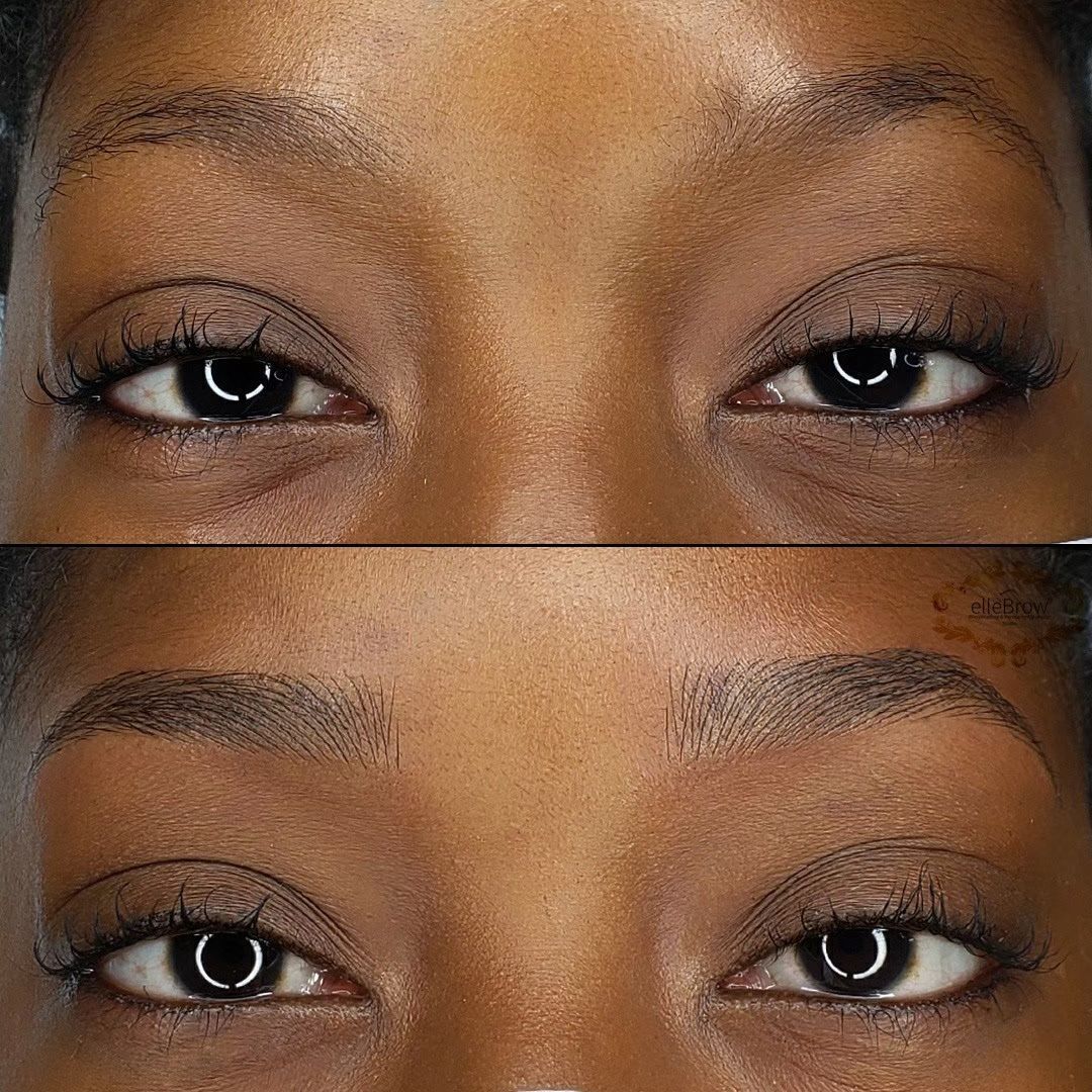Brow Microblading on Dark Skin before and after