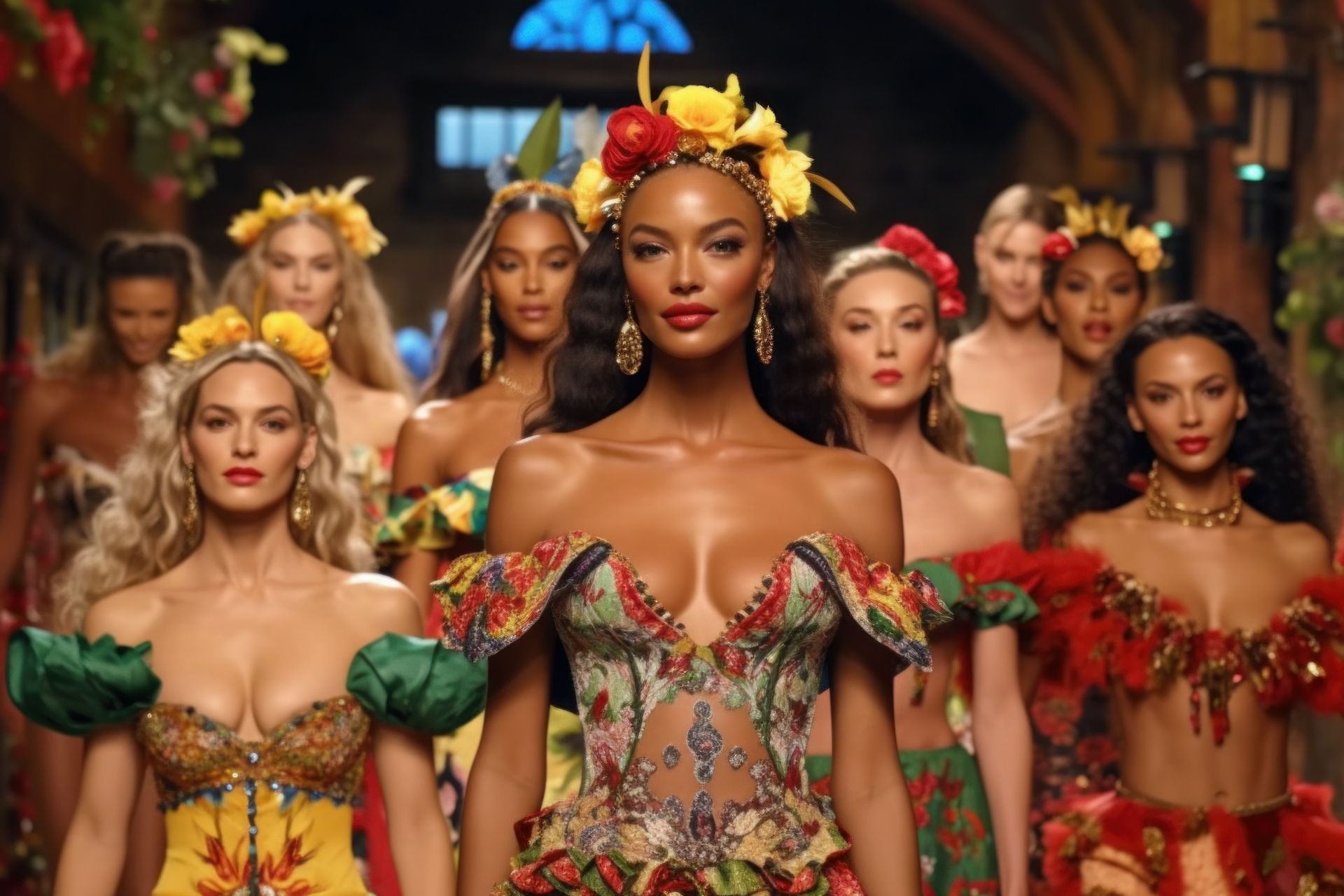 multi-ethnic models on runway, 2024 NYC fashion week