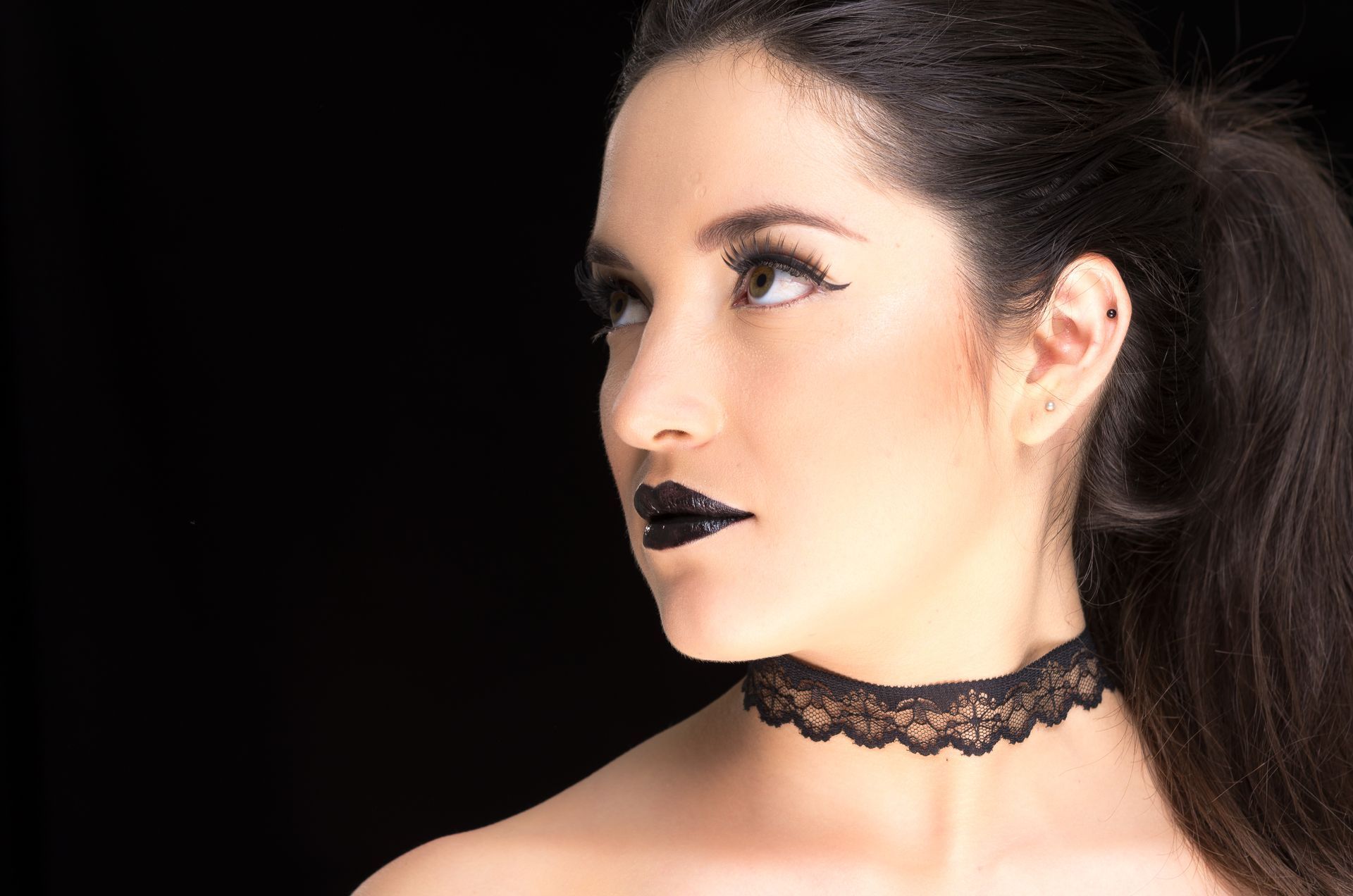 Woman wearing Gothic inspired makeup