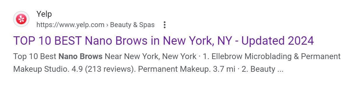 Graphic Showing Ellebrow is Rated #1 Top Nano Brows in NYC