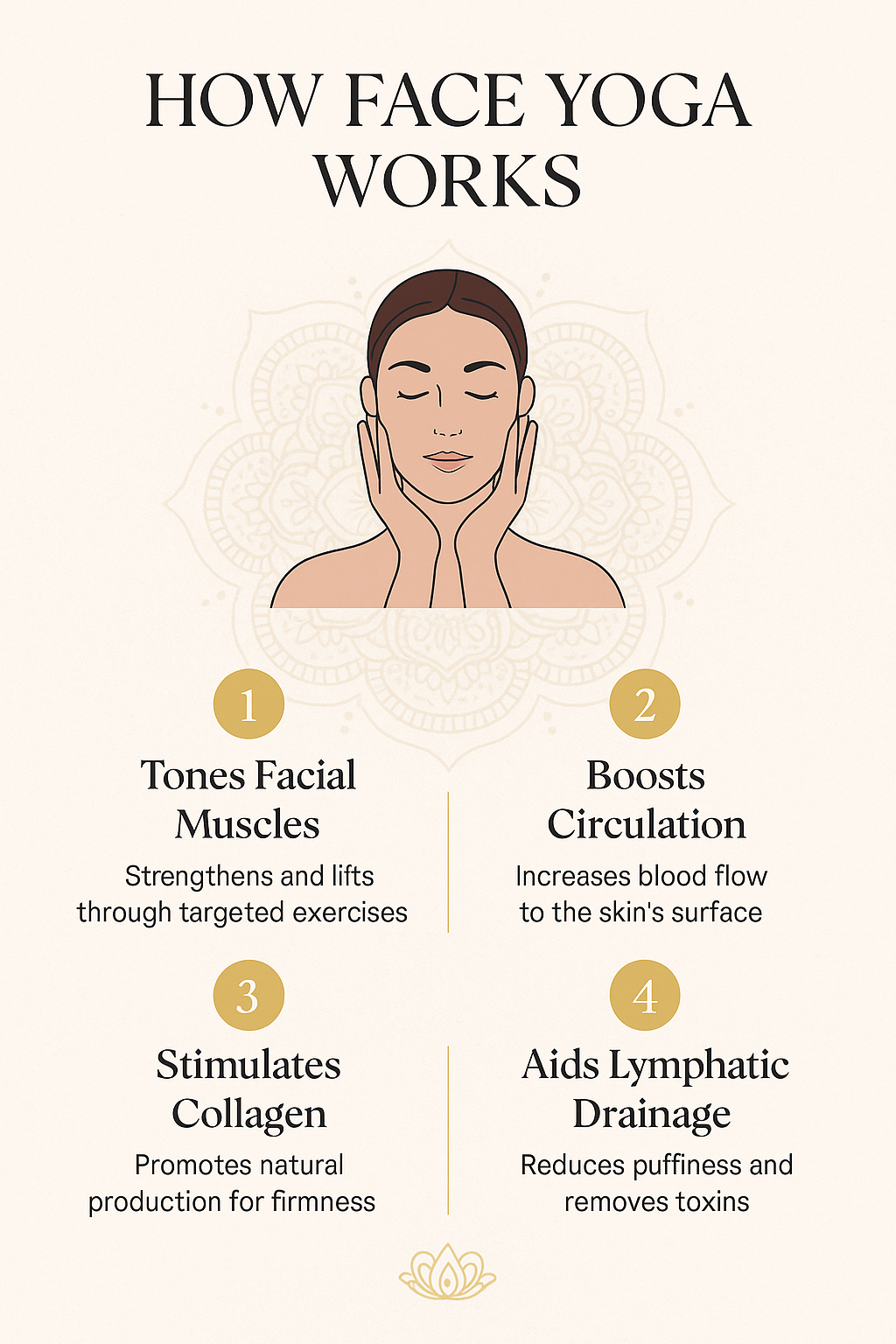 A poster showing how face yoga works.