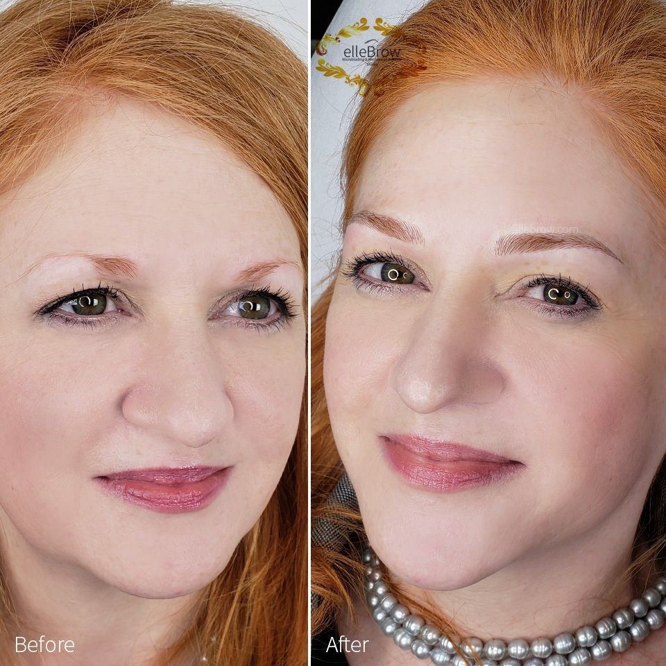 Microblading NYC redhead before and after photo