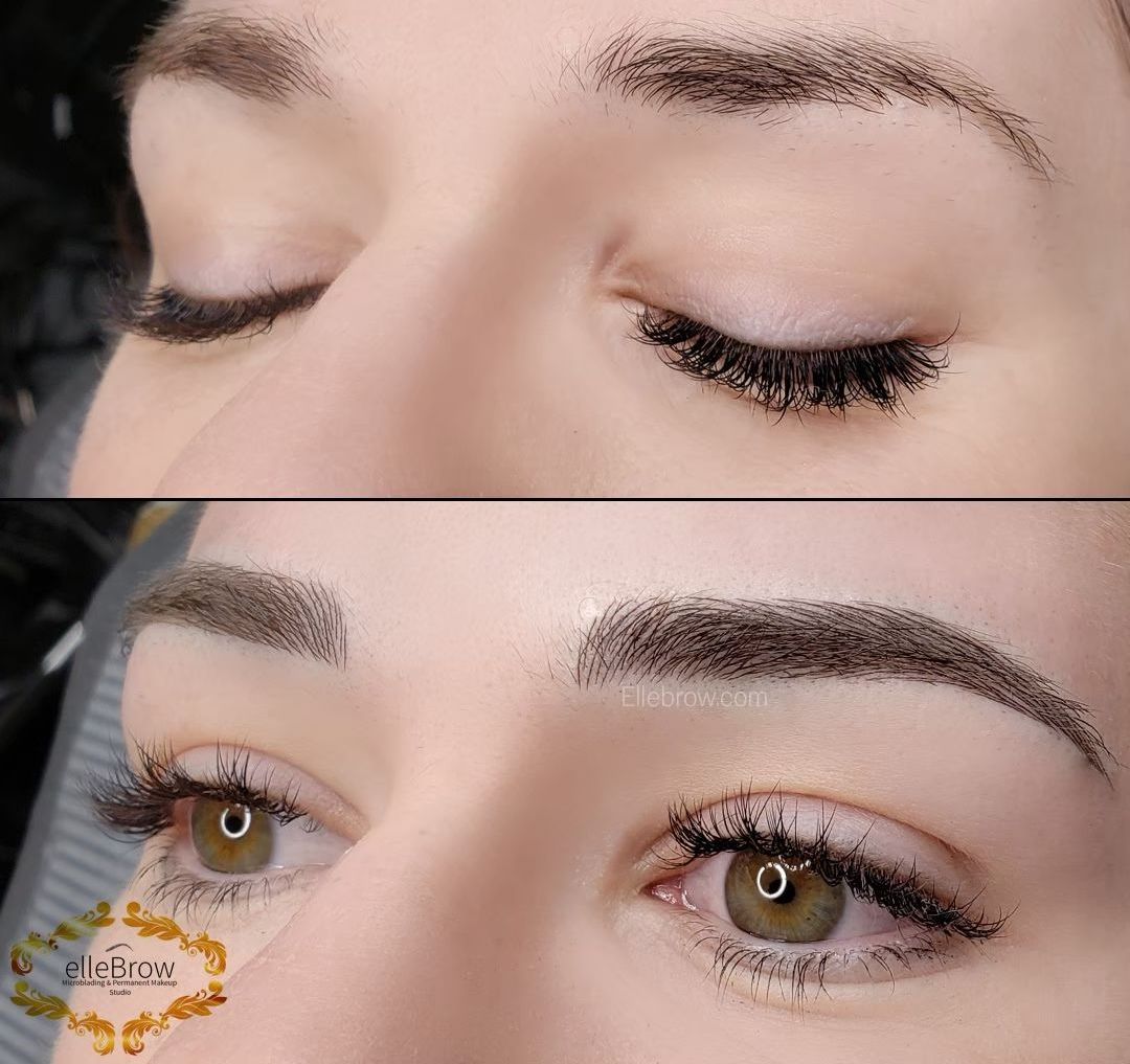 Microbladed eyebrows before and after