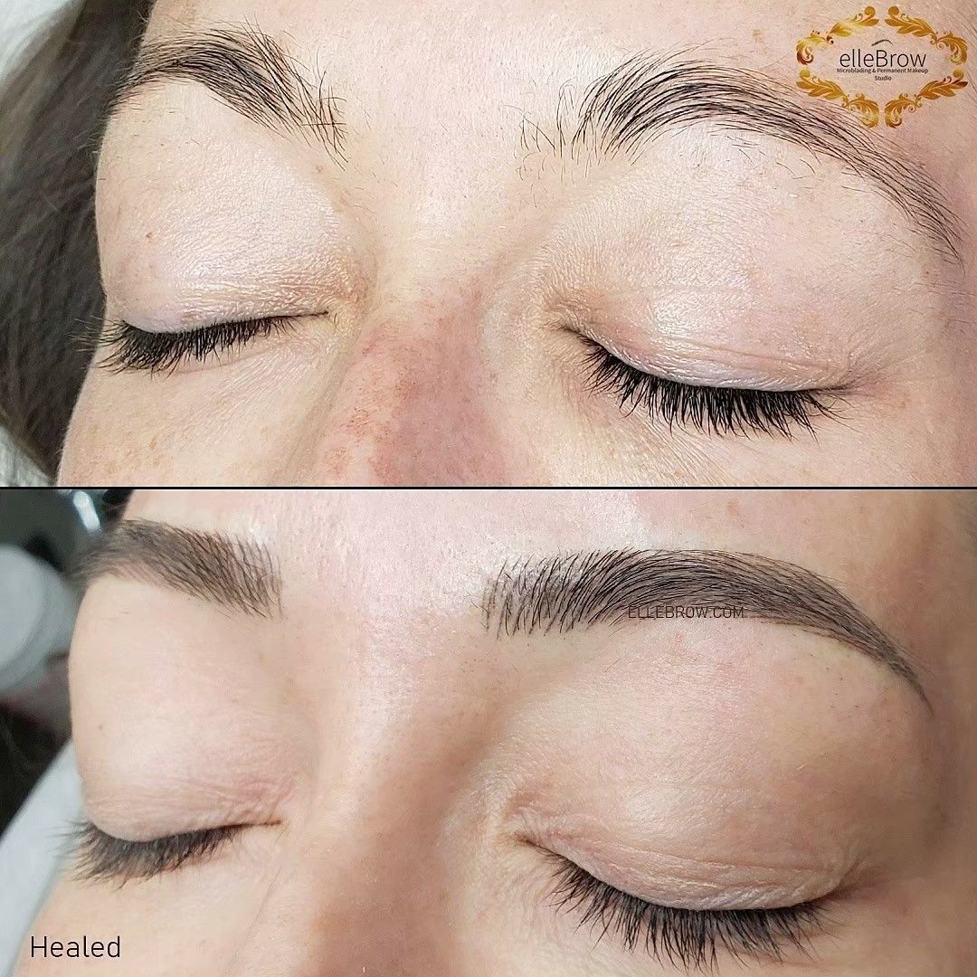Microblading fully healed - before and after