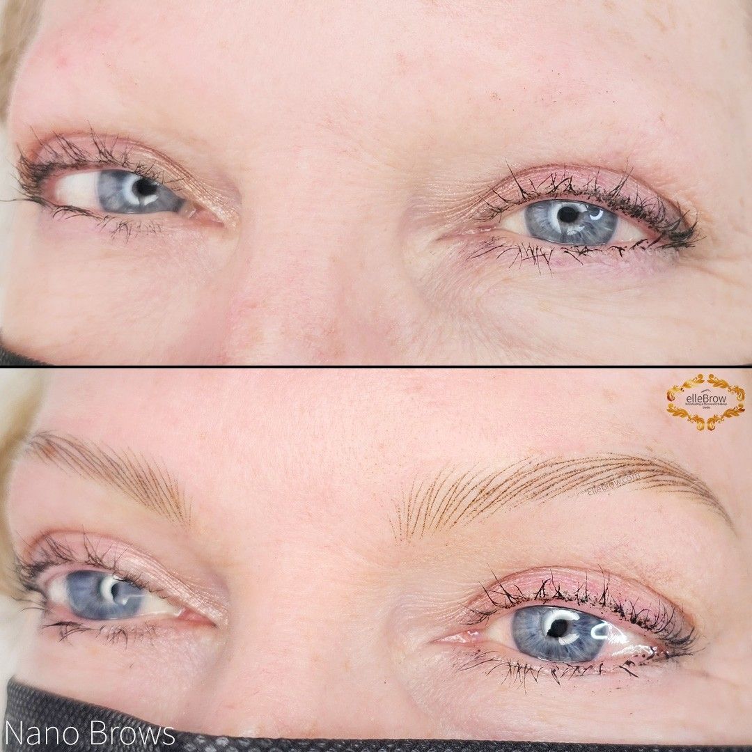 Nano Brows on Alopecia Client with blonde hair