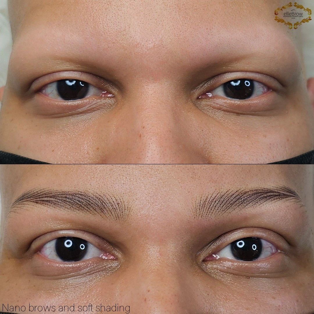 nano brows before & after on male