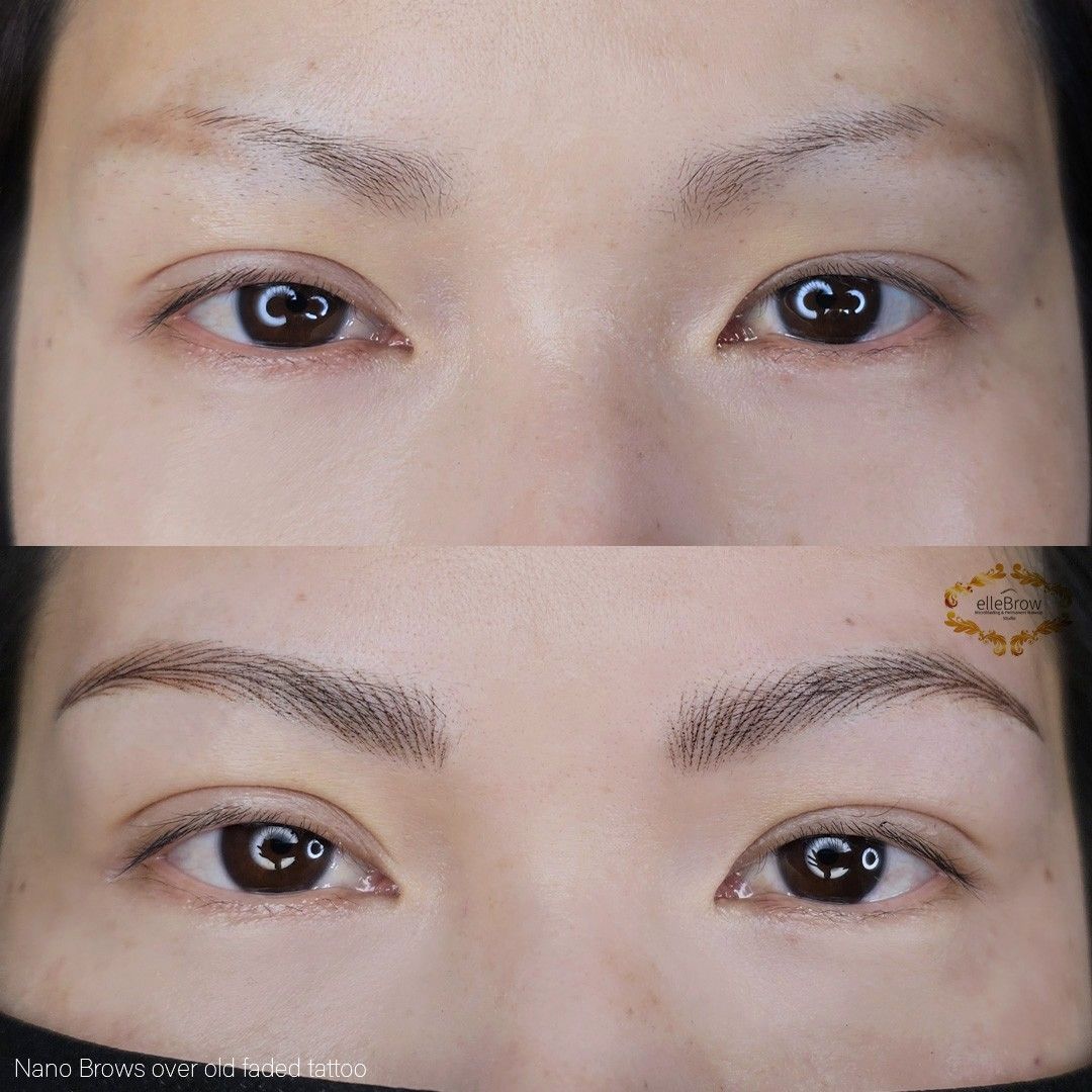 Nano Brows over old mostly faded Microblading