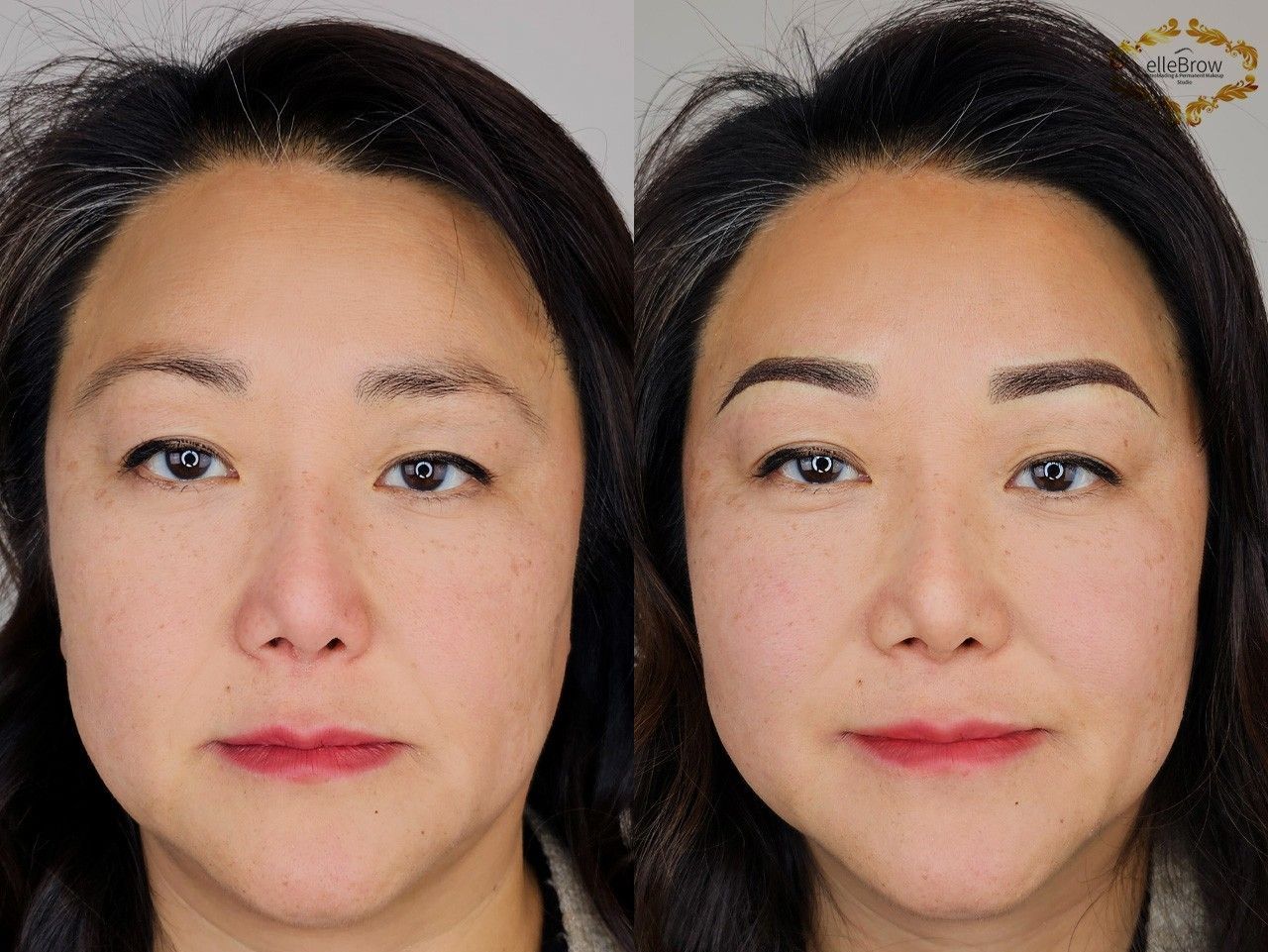 Woman with uneven brows - Microshading