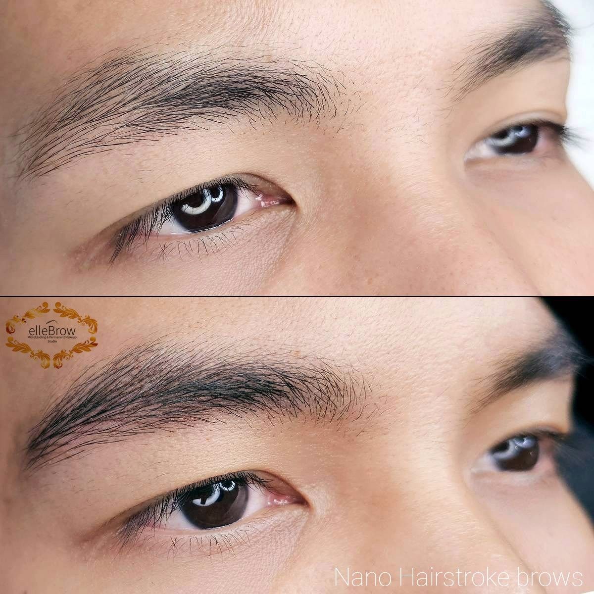 microblading on male in nyc - nano brows nyc - ellebrow
