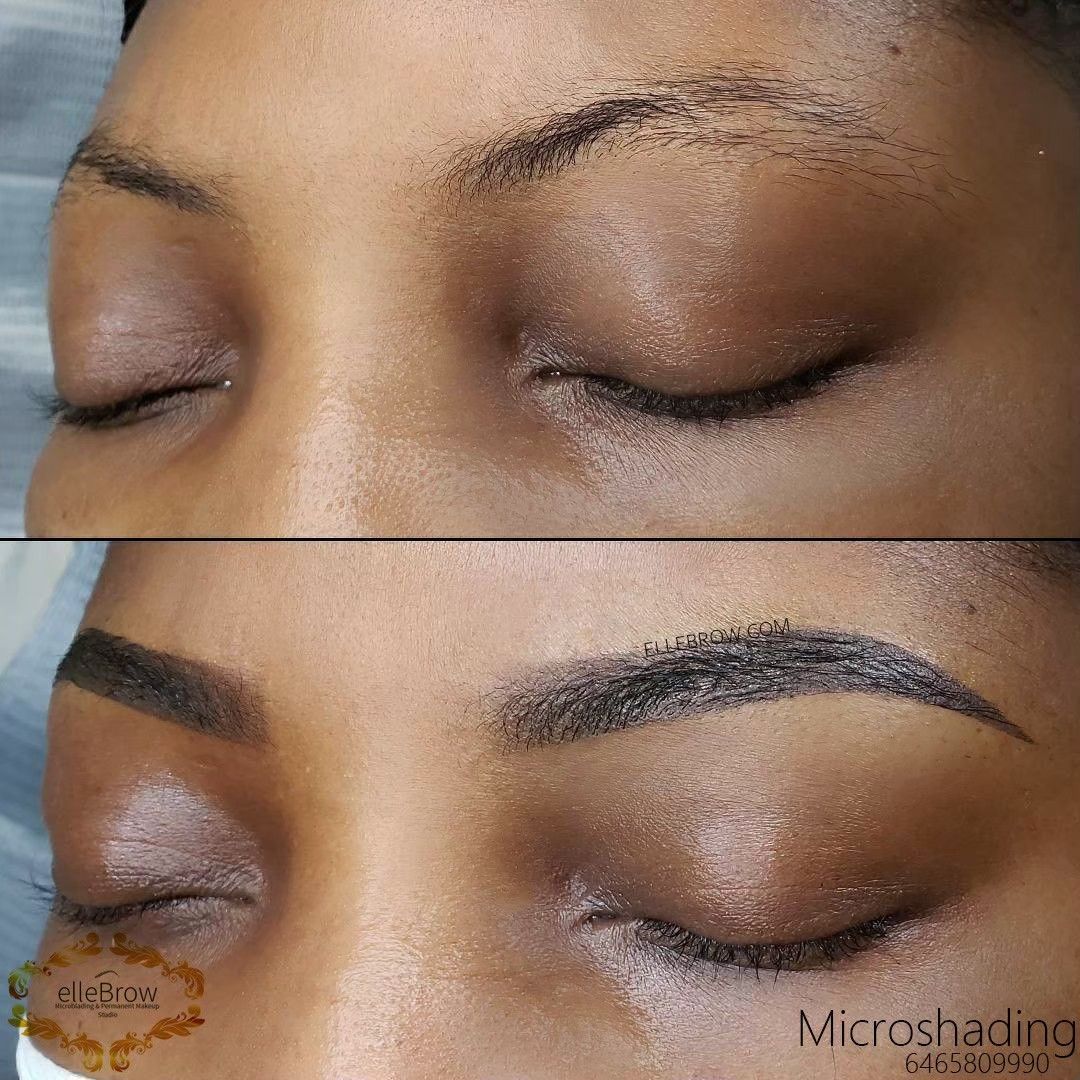 Powder Brows on Dark Skin before and after