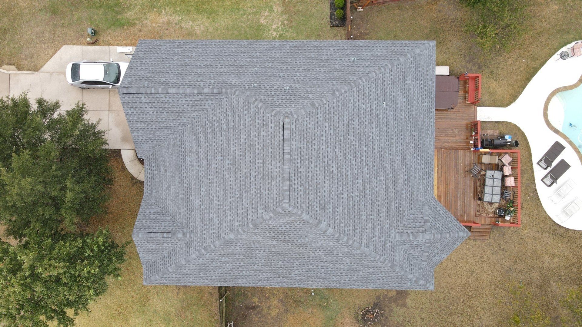 Arial View of a brand new shingle roof