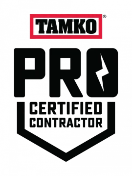 A tamko pro certified contractor logo on a white background.