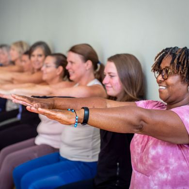 BRA class working hard during a workout