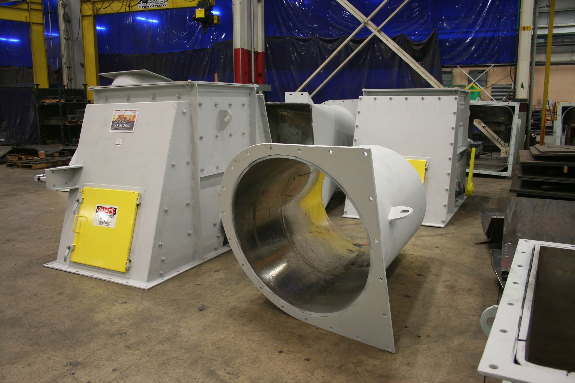 Cement Plant material transfer chutes and hoppers