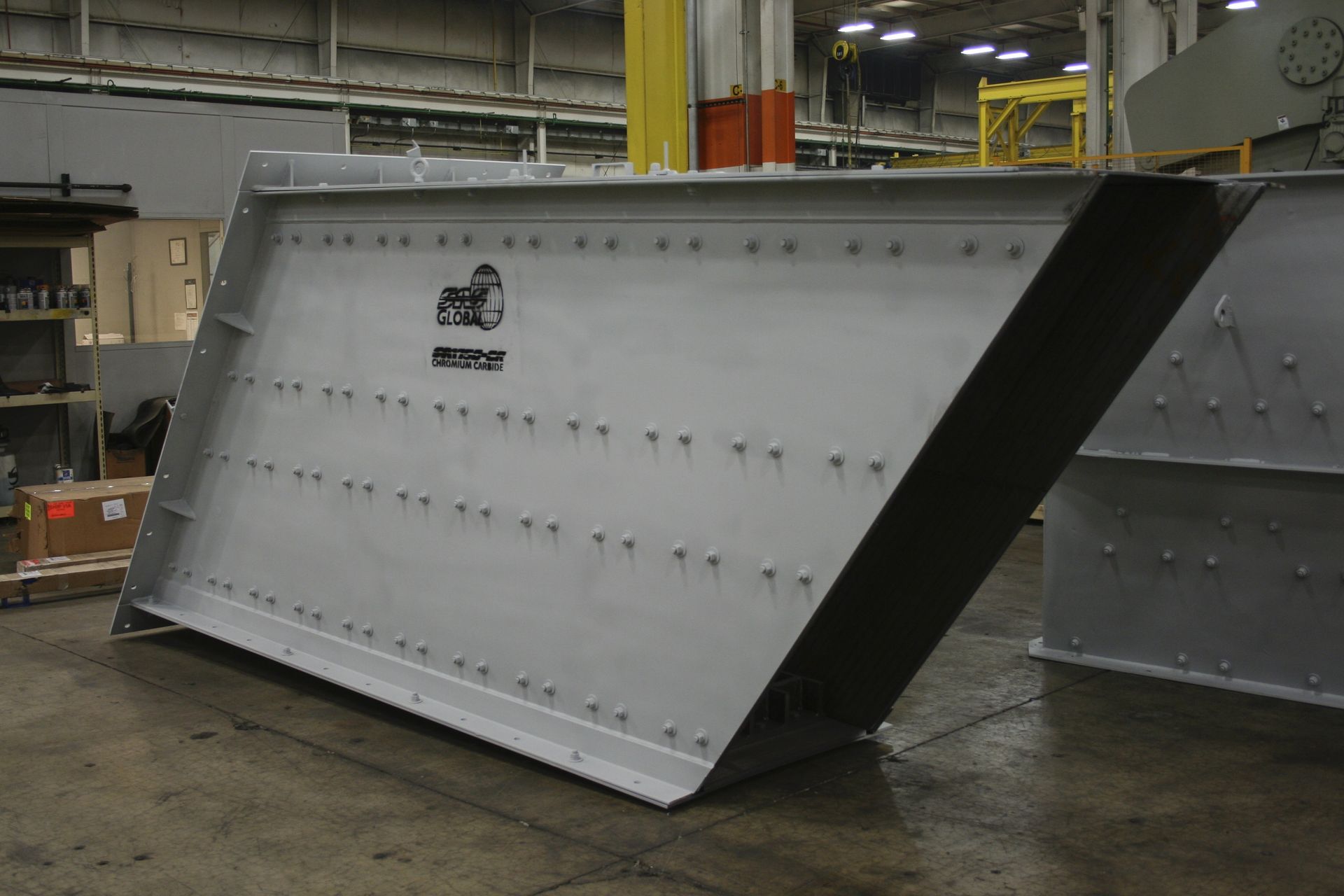 BOF Basic Oxygen Furnace material transfer chute with carbide overlay liners - SureAlloy Premium carbide overlay