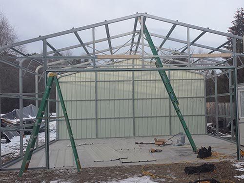 steel structure being built